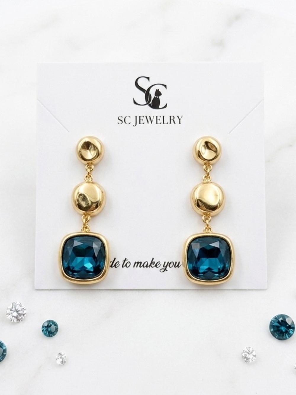 14K Gold Plated Australian Crystal Drop Earrings Luxury